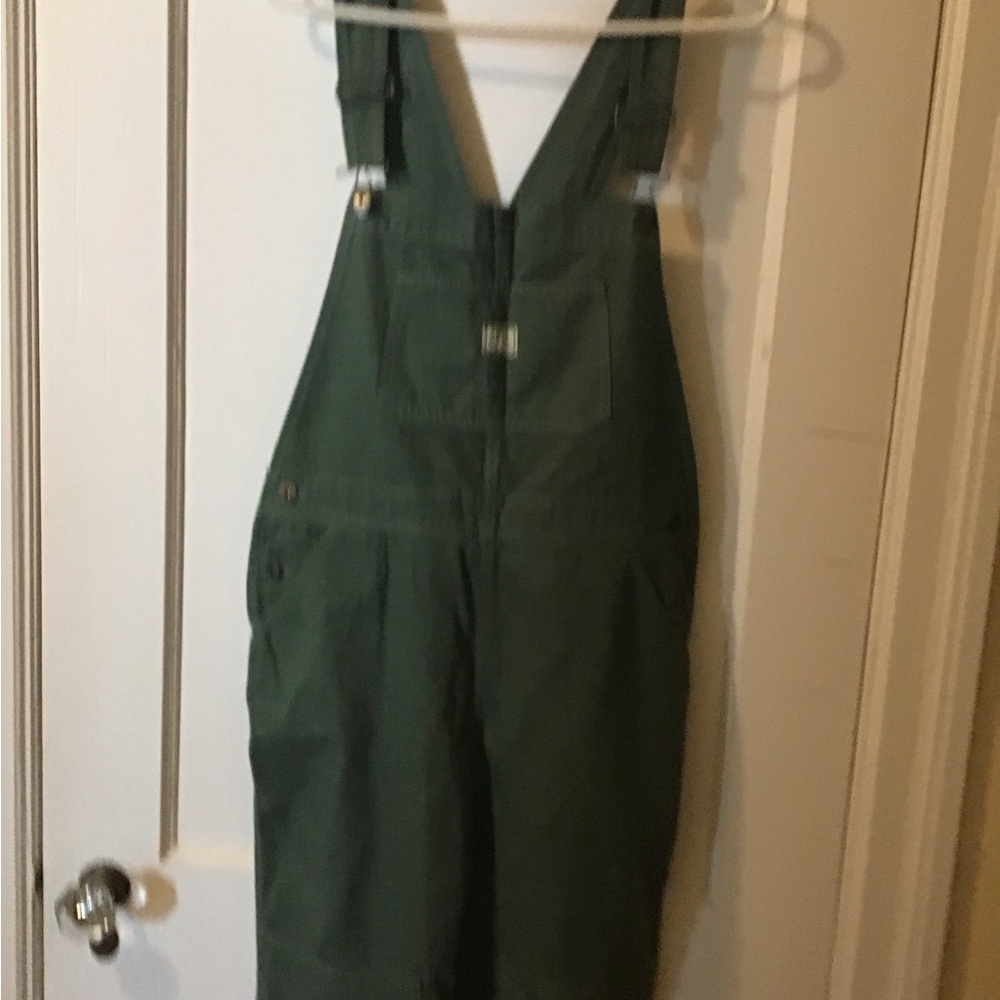 Green Utility Cotton Blend Bib Overalls Jumpsuit